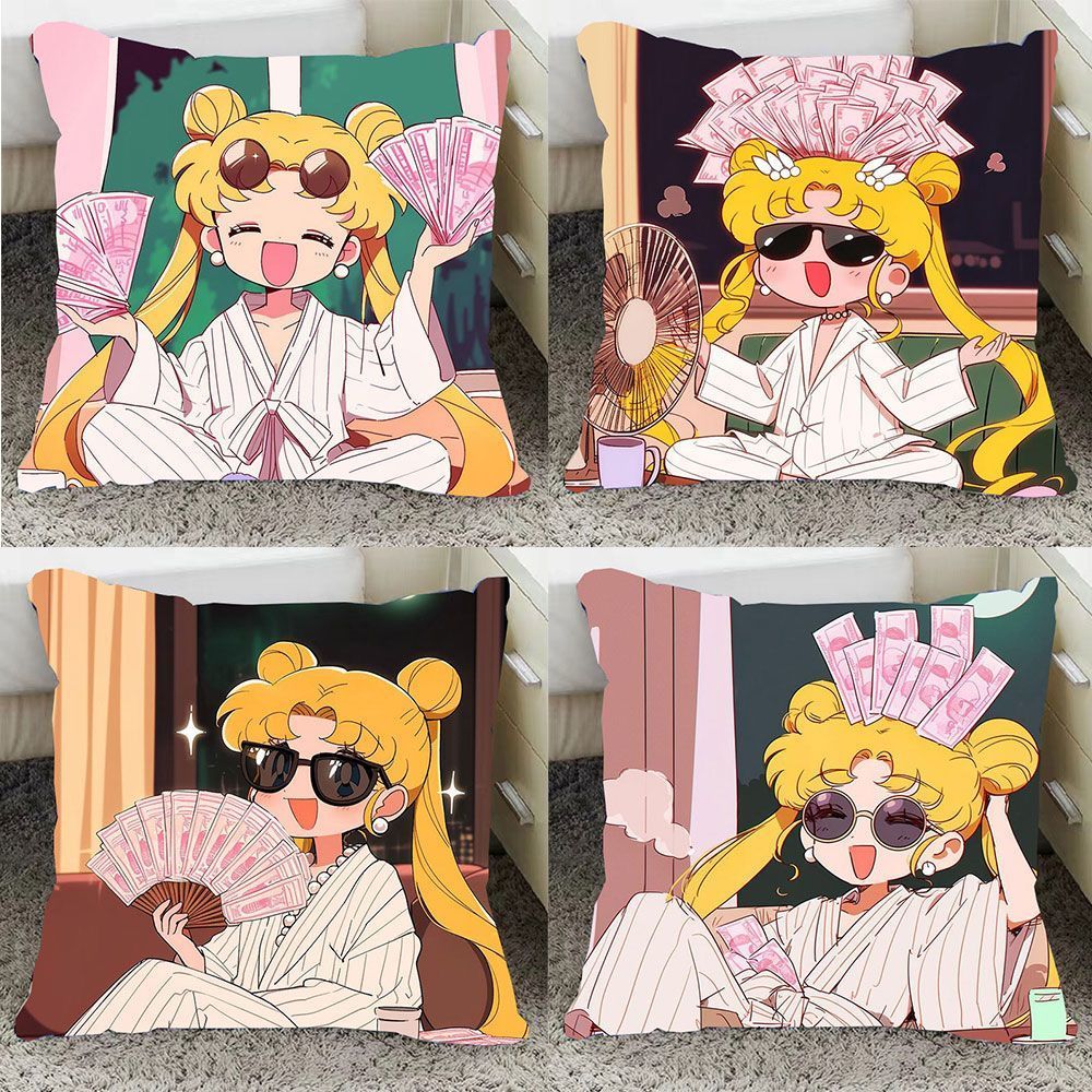 🌙美少女戰士🌙美少女戰士卡套 月野兔 週邊 美少女戰士靠枕靠墊暴富髮財水冰月野兔動漫週邊房間沙髮裝飾枕套 SW76