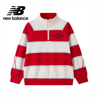 【New Balance】 NB 童裝半開襟長袖衛衣 中性 條紋紅 7ZG1108WOML