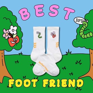 BFF Apple & Worm White 蘋果和蟲 白色 中筒襪 襪子 BFF-12 [台灣現貨]