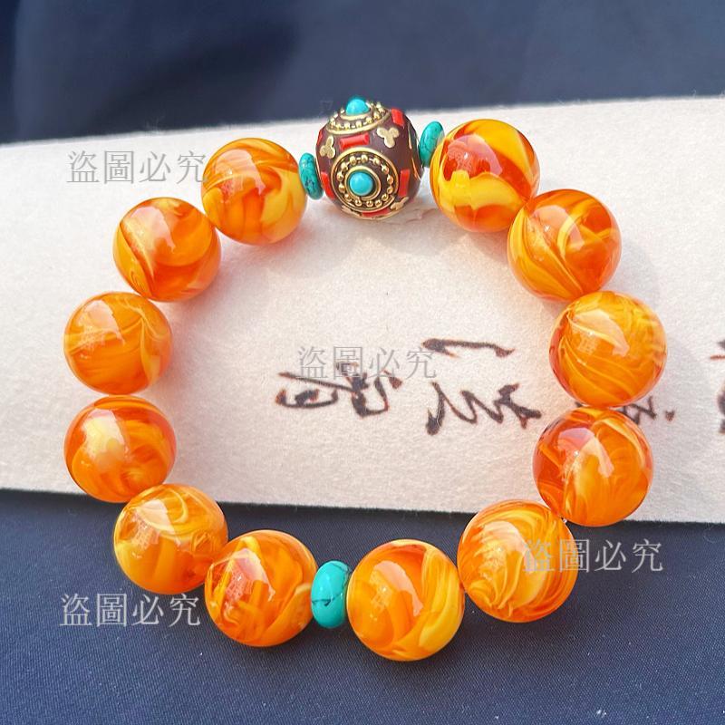 【琥珀蜜蠟手串】 琥珀手串 蜜蠟手串 琥珀手鍊 蜜蠟手鍊 黃妖花蜜蠟 尼泊爾桶珠手串 滿蜜琥珀手珠 男女款手鍊 圓珠手串