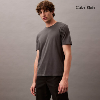 【Calvin Klein】 CK 棉絲混紡平紋針織T 恤 灰色