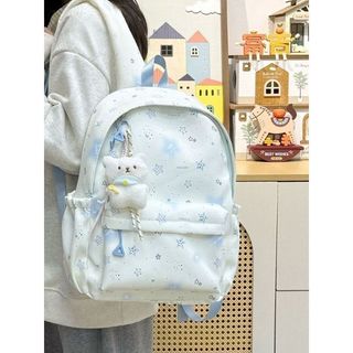 🎒星星印花後背包 大容量雙肩包 女生書包 大學生後背包 高中生書包 15.6吋筆電後背包 輕便通勤背包 學生上課包