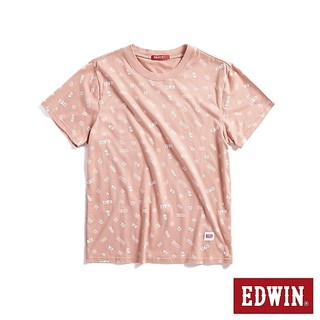 EDWIN 男款 人氣復刻 滿版LOGO印花短袖T恤(淺粉紅)