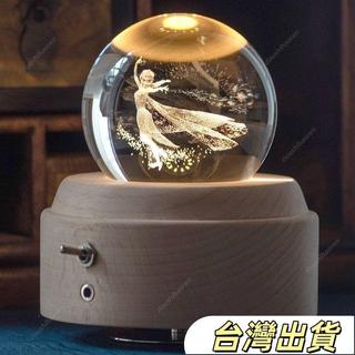 冰雪奇緣旋轉音樂盒燈光水晶球冰雪奇緣艾莎水晶球愛莎公主音樂盒八音盒女生生日禮物送女孩兒童愛莎生日禮物