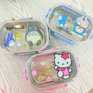 【臺灣出貨🔥】日式卡通kitty龍貓密封分格防漏兒童學生304不鏽鋼保溫飯盒便當盒