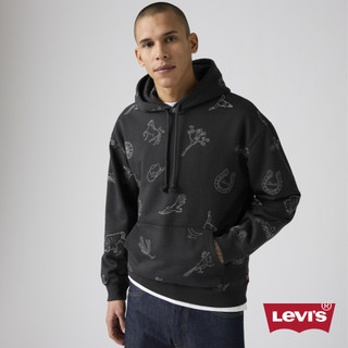Levi's 男款 抽繩帽T Oversize寬鬆版型 牛仔帽 馬蹄 印花設計 男生上衣 熱賣單品 38479-041