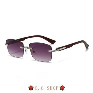 🍁C.C SHOP🍁 方形小框無框切邊 太陽眼鏡 男新款時尚 墨鏡 防紫外線潮流無框 太陽鏡 大框 明星同款 夏天