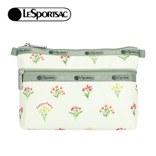 Lesportsac Cosmetic Clutch 雙層拉鍊化妝包 收納袋 盥洗包 女包(盛夏草原) 開學季禮物