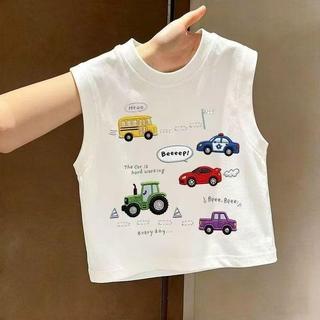 Mimo⭐夏季兒童衣服卡通印花無袖背心男女童純棉寶寶休閒上衣