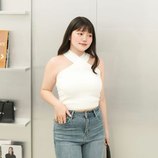 BB CHUBBY 新品 3色 大尺碼bratop針織繞頸背心 大碼針織bra繞脖背心 針織背心 bra胸墊針織背心上衣