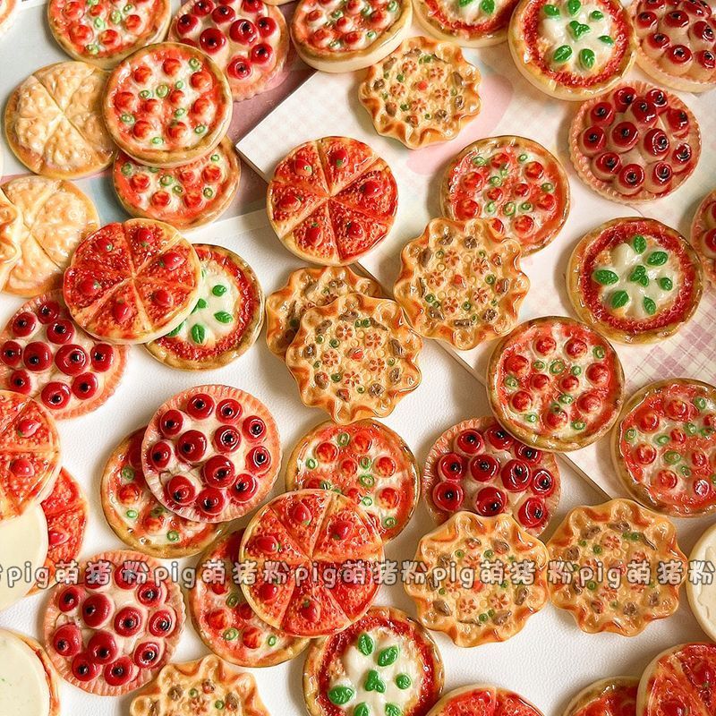 【100個現貨】仿真芝士披薩食玩披薩模型DIY冰箱鞋花奶油膠立體裝飾手工diy材料