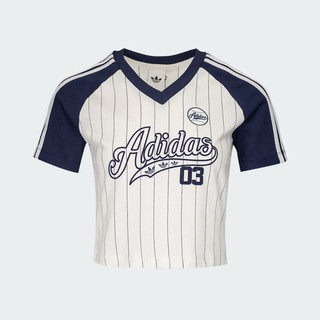 Adidas 愛迪達 Baseball Baby T LF6085 女 T恤 運動上衣 休閒短袖 白藍 亞版 短版
