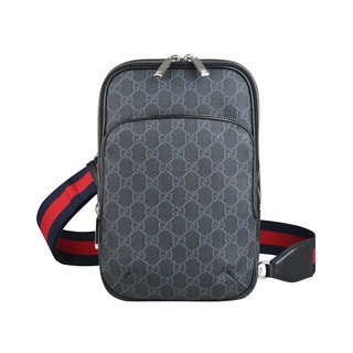 GUCCI經典GG Supreme帆布 GG Black系列胸包(小/黑灰)
