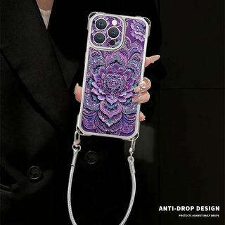 【安安】蘋果17手機殼vivo華為OPPO小米iPhone16新款鎏金紫蓮花金屬漆掛繩 手機套 手機保護套 保護殼