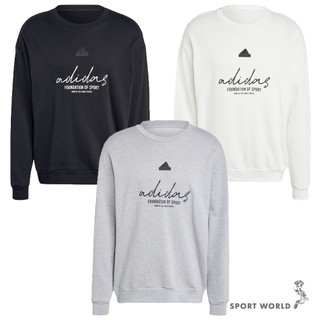 Adidas 長袖上衣 男裝 寬鬆 純棉 黑/白/灰【運動世界】IW3542/IW3546/IX1318