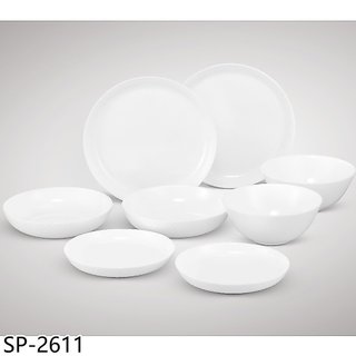 樂美雅【SP-2611】晶鑽浮雕系列強化餐盤八件組贈
