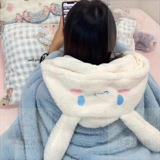 臺灣-出貨🔥【新款熱銷】卡通可愛三麗鷗刺繡立體披肩加厚冬季保暖蓋腿家用披肩空調毯毛毯 U4V4