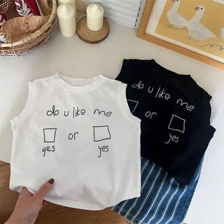 Mimo⭐兒童夏季背心男女童外穿寶寶純棉印花字母休閒無袖上衣
