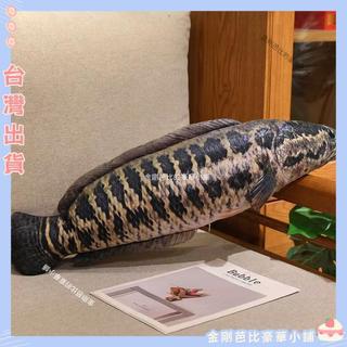 桃園出貨🌈模擬大號黑魚毛絨玩具青魚抱枕公仔釣魚佬靠墊逗貓玩偶模擬魚