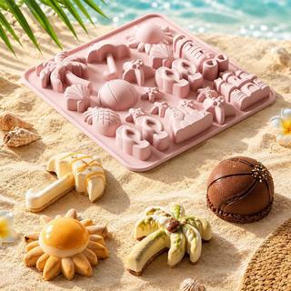 New beach-themed summer castle-shaped chocolate mold, food-g