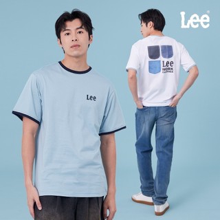 Lee 後背口袋印刷短T 男 藍色 白色 LB602063