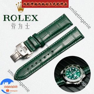 適配勞力士Rolex綠水鬼手錶帶男夜光防水機械錶潛航者日誌型真皮錶帶12mm-24mm