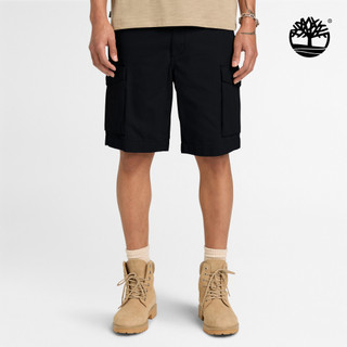 Timberland 男款黑色寬版帆布工裝短褲|A41GF001