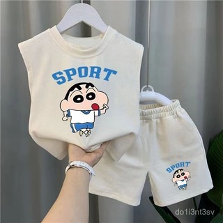 高品質✔夏季男童背心套裝薄款兒童24新款卡通無袖運動休閒痞帥透氣兩件套 TL2U