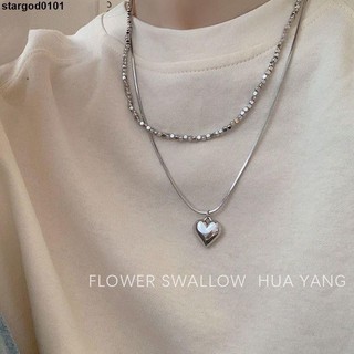 夏季穿搭配飾🤞 FLOWERWALL 譯花漾愛心雙層疊戴項鏈女ins冷淡風毛衣鏈小眾個性潮