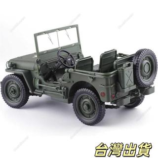 吉普車模型JEEP車模擺件凱迪威合金軍事模型1:18戰術吉普車老式二戰威利斯軍車玩具汽車