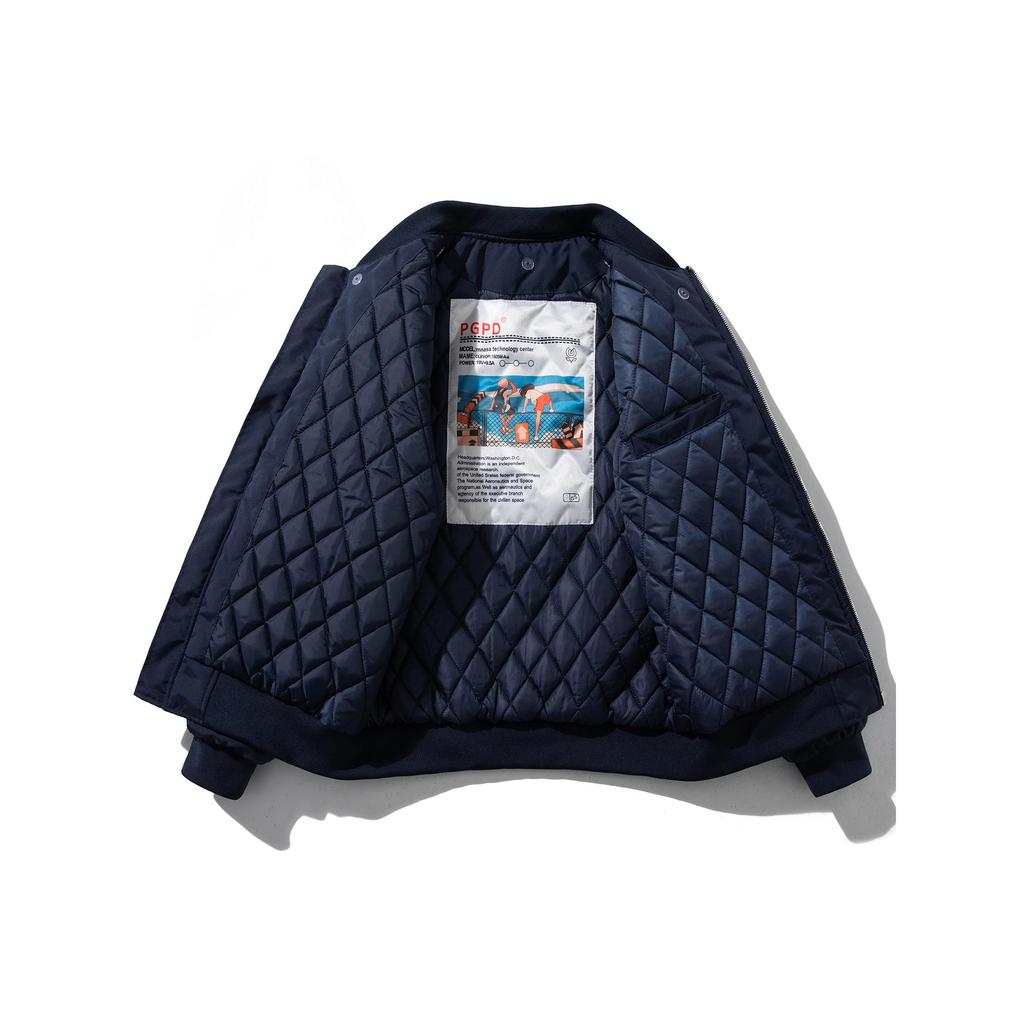 新品熱賣#防風/防水外套 夾克外套 美式工裝飛行員夾克男女情侶簡約素色棒球服藍色加厚棉衣服外套潮