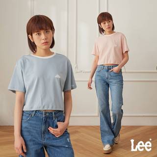 Lee 抽繩短版寬鬆短T 女 粉藍 粉紅 LB502068