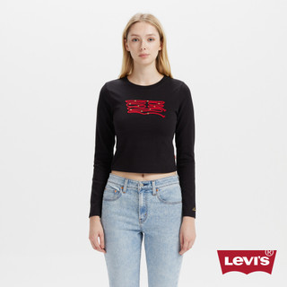 Levi's 女款 長袖Tee 特殊LOGO設計 短版T 熱賣單品 0035U-0001