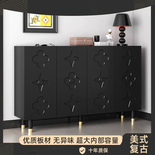 🚚快速出貨 復古風黑色超薄鞋櫃 現代高端高級感玄關櫃 家用門口靠牆儲物櫃 小戶型防塵大容量收納櫃