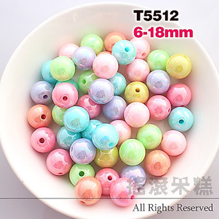 T5512-(6-18mm) 鍍AB彩 高亮糖果珠 直孔珠 圓珠 馬卡龍壓克力珠 散珠 串珠 diy手作材料 手串材料