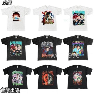 權志龍同款短t G-DRAGON權志龍人像印花短袖 vintage複古純棉印花短袖T恤