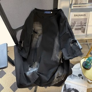 🔥川崎先生🔥T恤紮染破洞T恤男短袖高街潮牌ins設計感痞帥上衣夏季寬鬆五分袖時尚 穿搭 夏季 TGBE