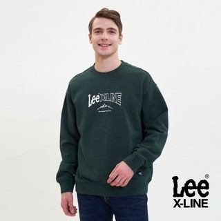 Lee 山形LOGO印花寬鬆版內刷絨大學T oversize 男 X-LINE LL220400 紫 綠