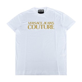 VERSACE JEANS COUTURE金字LOGO純棉短袖T恤(男款/白)