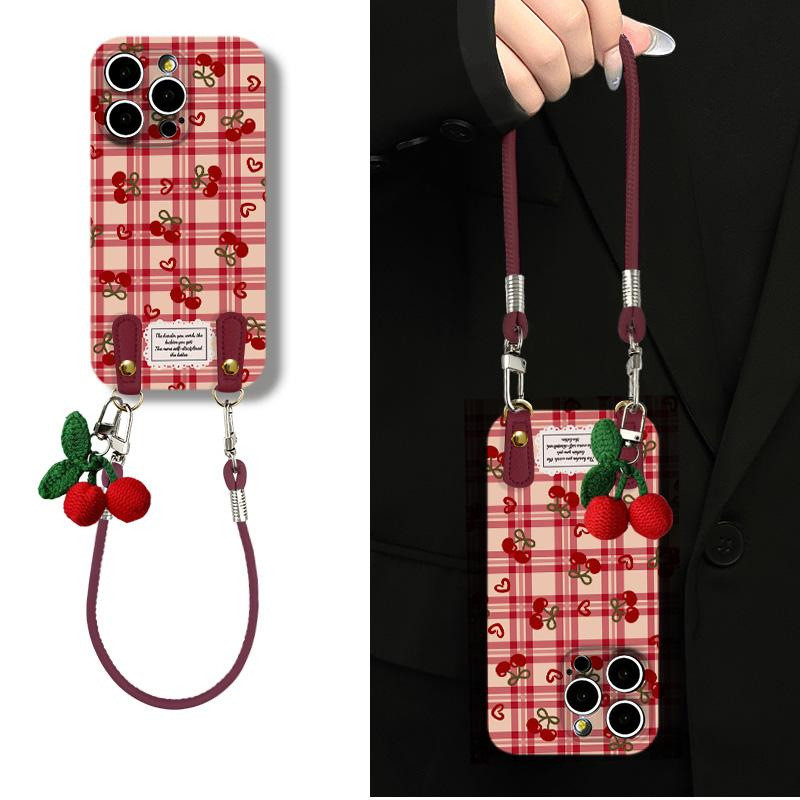 ZX甄選✨17手機殼 適用iPhone17ProMax紅格子櫻桃華為oppo小米vivo蘋果16手機殻新款