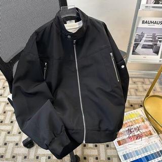 【台灣出貨】日系男裝 帥氣男裝 夏季男裝 男生穿搭 潮流男裝 DARKCIRCLE春秋夾克男美式立領工裝飛行員拉鍊設計感