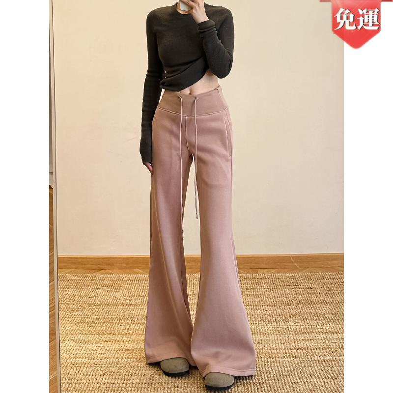 【顯瘦修身】美式微喇運動褲 女 2025秋季新款 抽繩高腰 修身顯瘦 lululemon同款 喇叭衛褲 喇叭褲 高腰運動