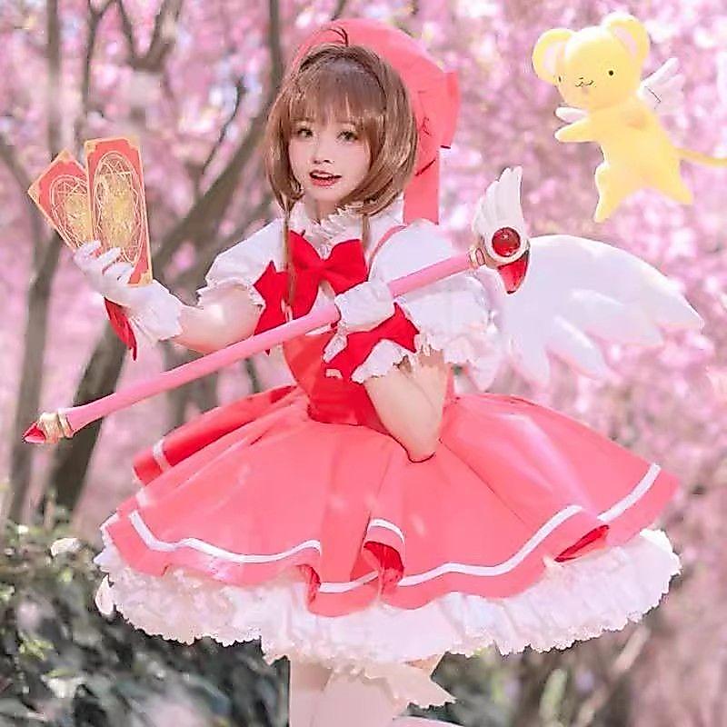 好物精選 百變小櫻COS服魔術卡Cosplay服魔卡少女櫻木之本櫻紅白戰鬥服 壹灣寄出 cosplay 服裝 摔角服