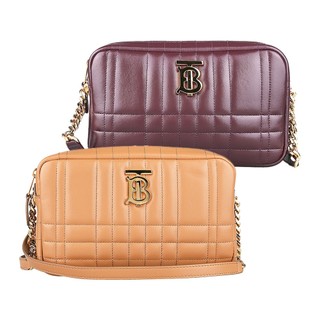 BURBERRY LOLA 立體TB金字LOGO格紋絎縫設計小羊皮拉鍊斜背相機包(多色)
