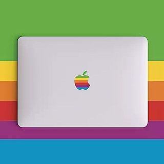 Macbook Air Pro 經典 蘋果 彩虹 專用貼紙 舊款亮燈 新款不亮燈