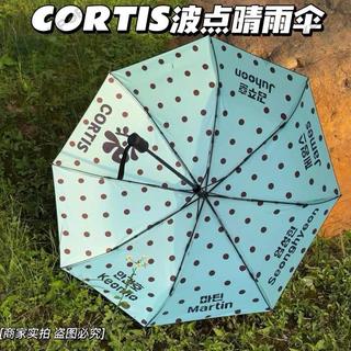 韓國正版代購💯CORTIS限定周邊薄荷綠波點晴雨傘遮陽傘黑膠防曬摺疊痛傘應援禮物