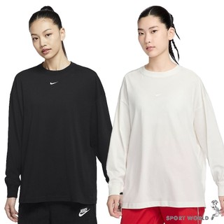 Nike 長袖上衣 女裝 小Logo 刺繡 純棉 黑/米白【運動世界】DM6233-010/DM6233-133