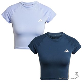 Adidas 短袖上衣 女裝 短版 排汗 藍紫/深藍【運動世界】JC7231/JE8814