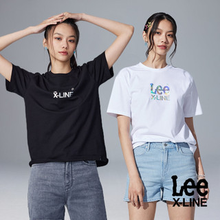 Lee 胸前閃亮LOGO短T 女 X-LINE LB302046 白K14 黑K11