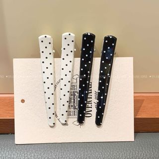 限時上新🎀韓版insi簡約波點黑白髮夾鴨嘴kt夾極側邊簡風劉海夾百搭髮飾日常